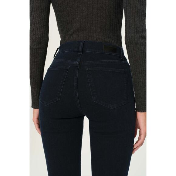 DL1961 Mara Straight Mid-Rise Instasculpt Dark Eclipse Split Hem Jeans Size 27 - Picture 3 of 10